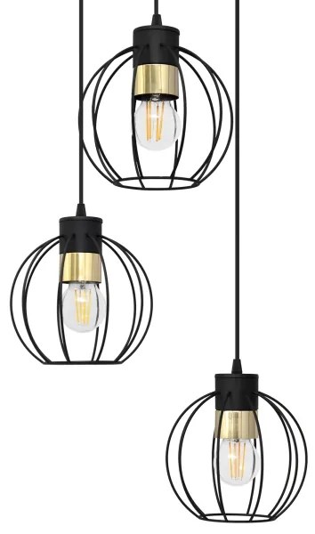 Csillár zsinóron STARLIGHT 3xE27/15W/230V fekete/arany