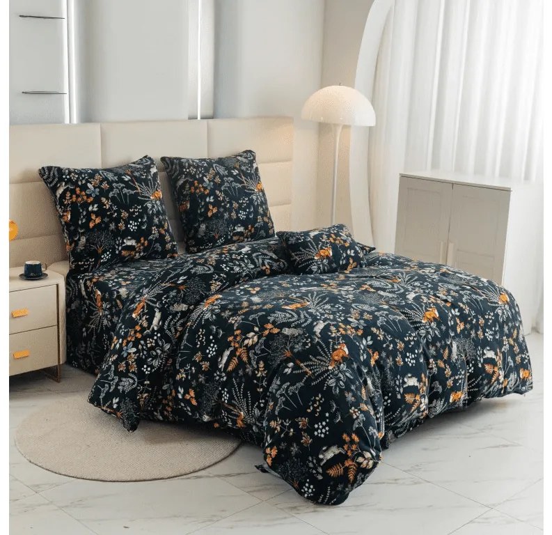 Mikroplüss ágyneműhuzat THE FOX AND THE HARE sötétzöld Ágyneműhuzat mérete: 70 x 90 cm | 140 x 200 cm