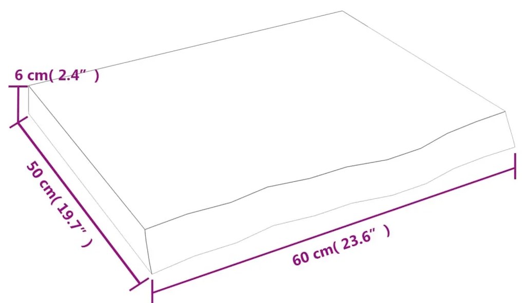 világosbarna kezelt tömör tölgyfa fali polc 60x50x(2-6) cm