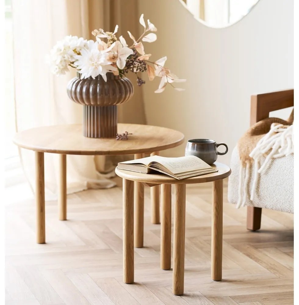 Natúr színű tölgyfa kerek dohányzóasztal ø 70 cm Jena – House Nordic