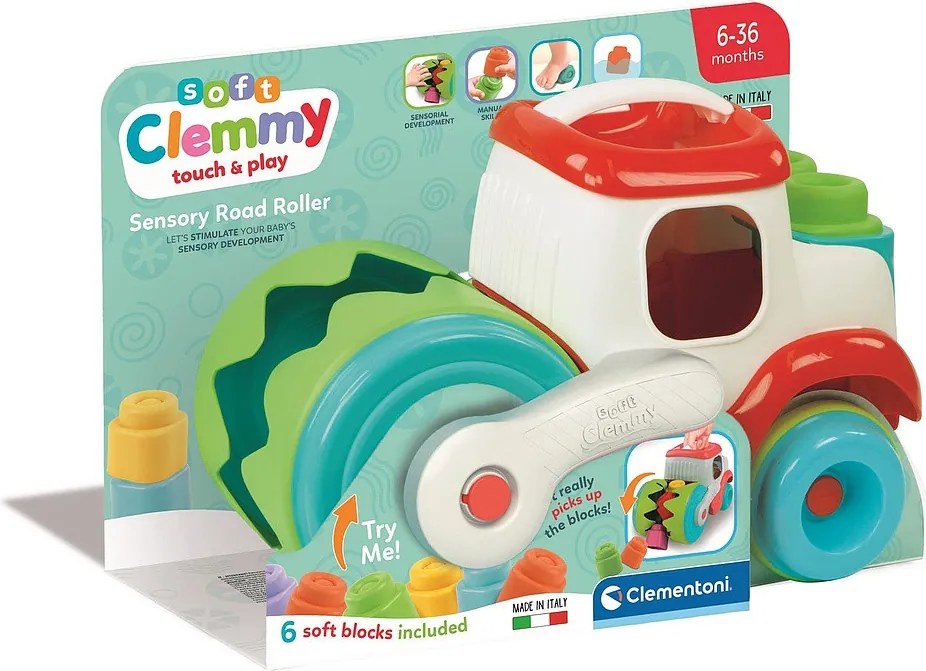 Színes Clemmy készségfejlesztő úthenger Clementoni