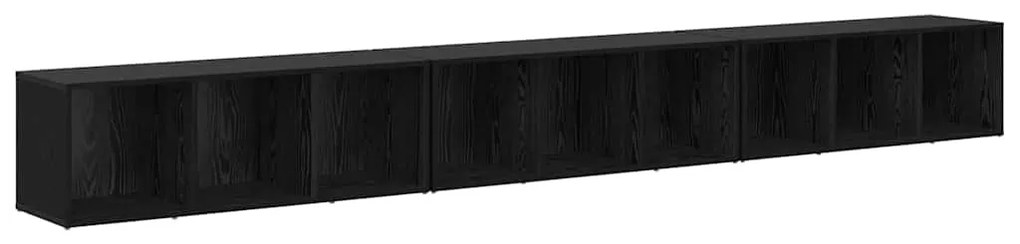 TV szekrény 3 pcs Musta tammi 37 x 35 x 107.5 cm Műanyag Fa
