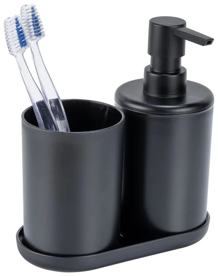 Fekete műanyag fürdőszobai kiegészítő szett Fano – Allstar