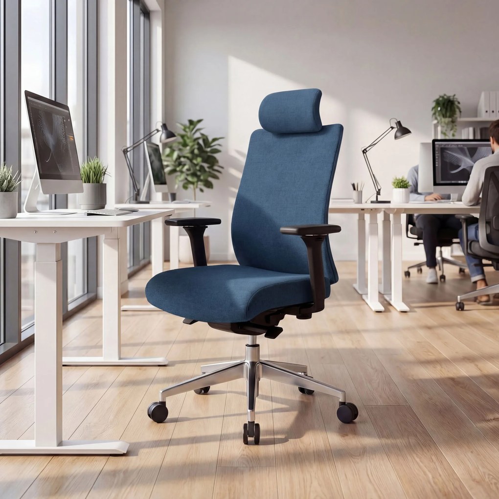 Ergonómikus, forgó irodai szék, sötétkék: VECTOR