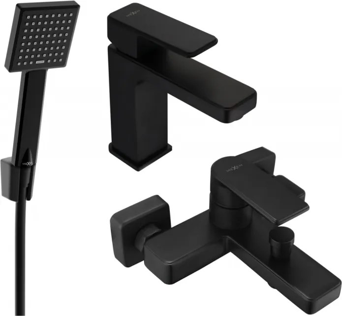 Mexen Mino R45 fürdőkád készlet, fekete - 72403R45-70