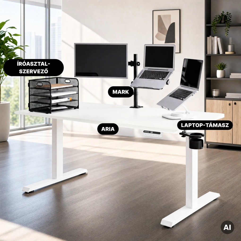 Monitor- és laptopállvány 2 az 1-ben fekete: MARK