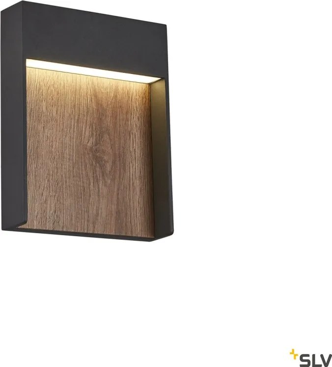 SLV 1002953 FLATT Modern Kültéri Fali Lámpa Antracit, Barna LED IP65
