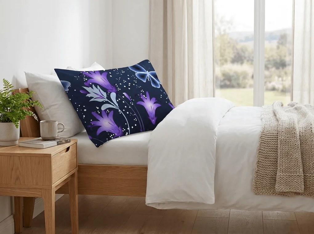 Mikroszálas párnahuzat VIOLET BUTTERFLY 70x90 cm, sötétkék