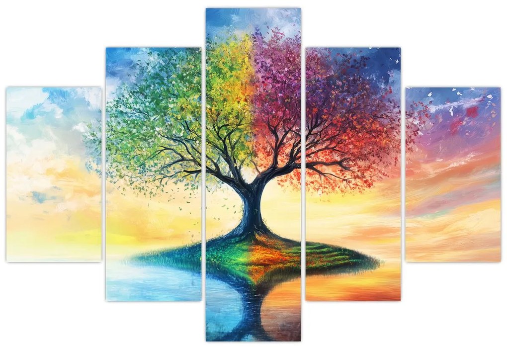 Kép – Évszakok festett fája (150x105 cm)