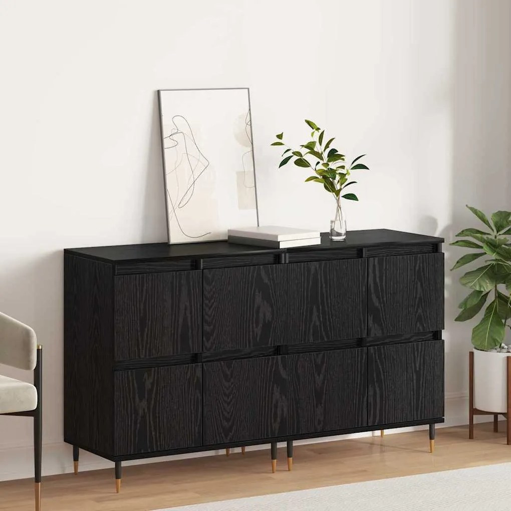 Oldalszekrények 2 pcs Musta tammi 120 x 35 x 70 cm Faanyag