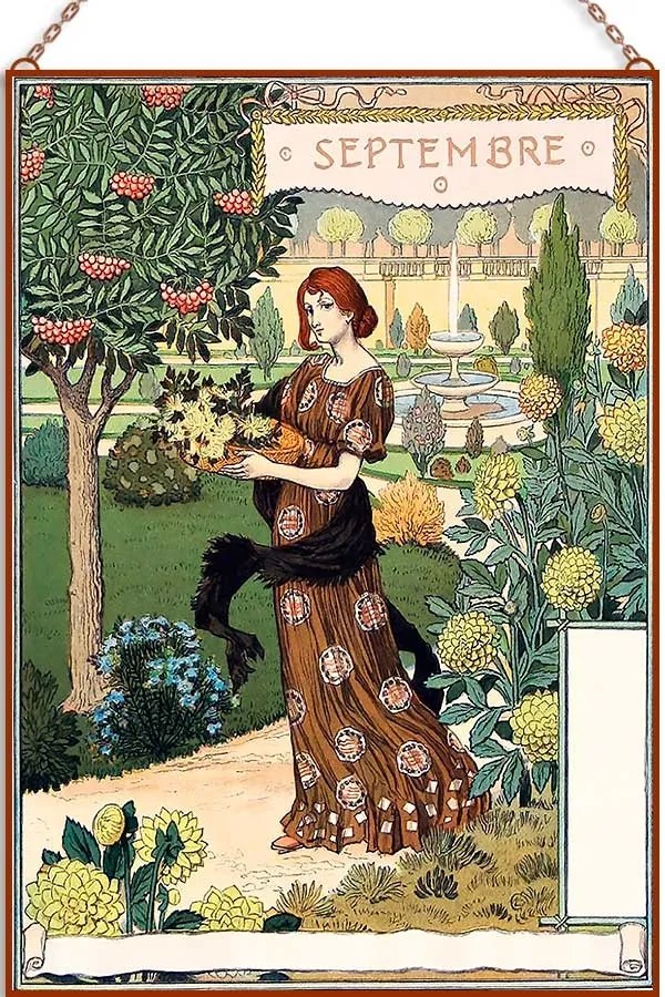 Eugène Grasset - Septembre üvegkép, falikép