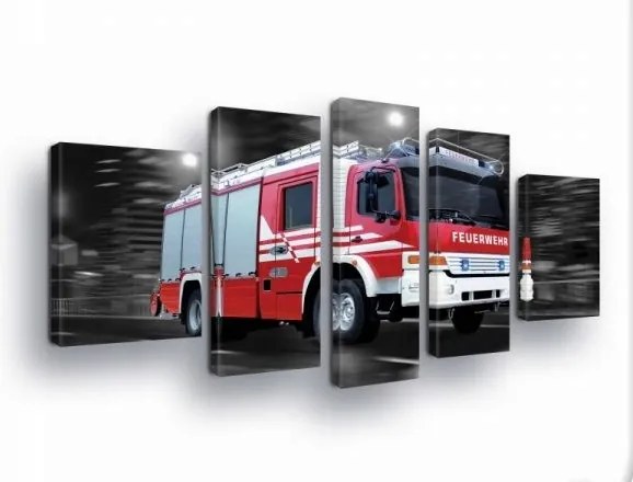 Vászonkép 170x100 Tűzoltóautó Feuerwehr város éjszaka dinamika sebesség akció