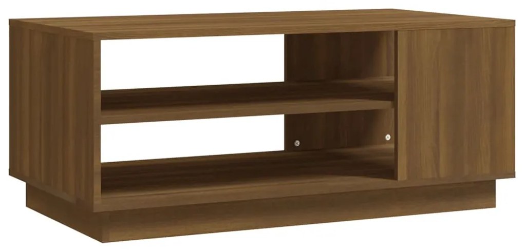 Barna tölgyszínű szerelt fa dohányzóasztal 102x55x43 cm