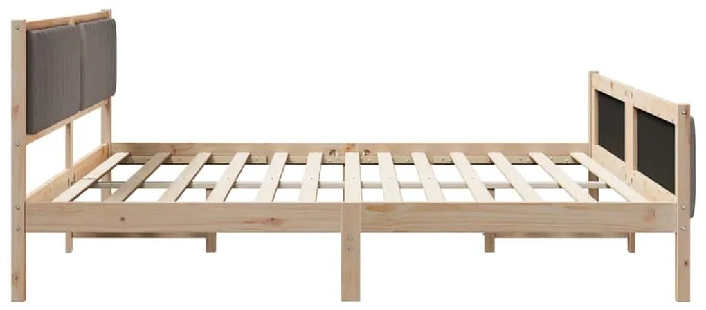 Ágykeret fejtámlával Barna és taupe 200 x 200 cm Tömör fenyőfa