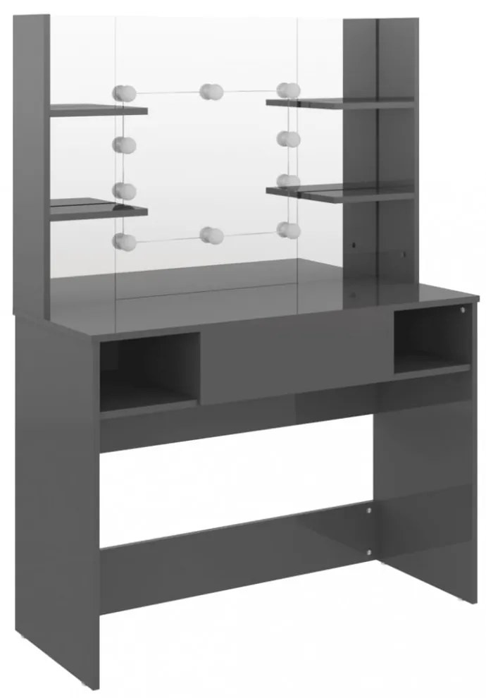 fényes szürke LED-es MDF sminkasztal 100 x 40 x 135 cm