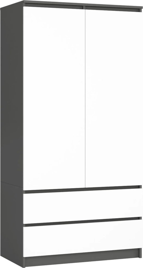 S90 2D 2SZ Szekrény Clp Grafit Pk Szürke Fehér Akd