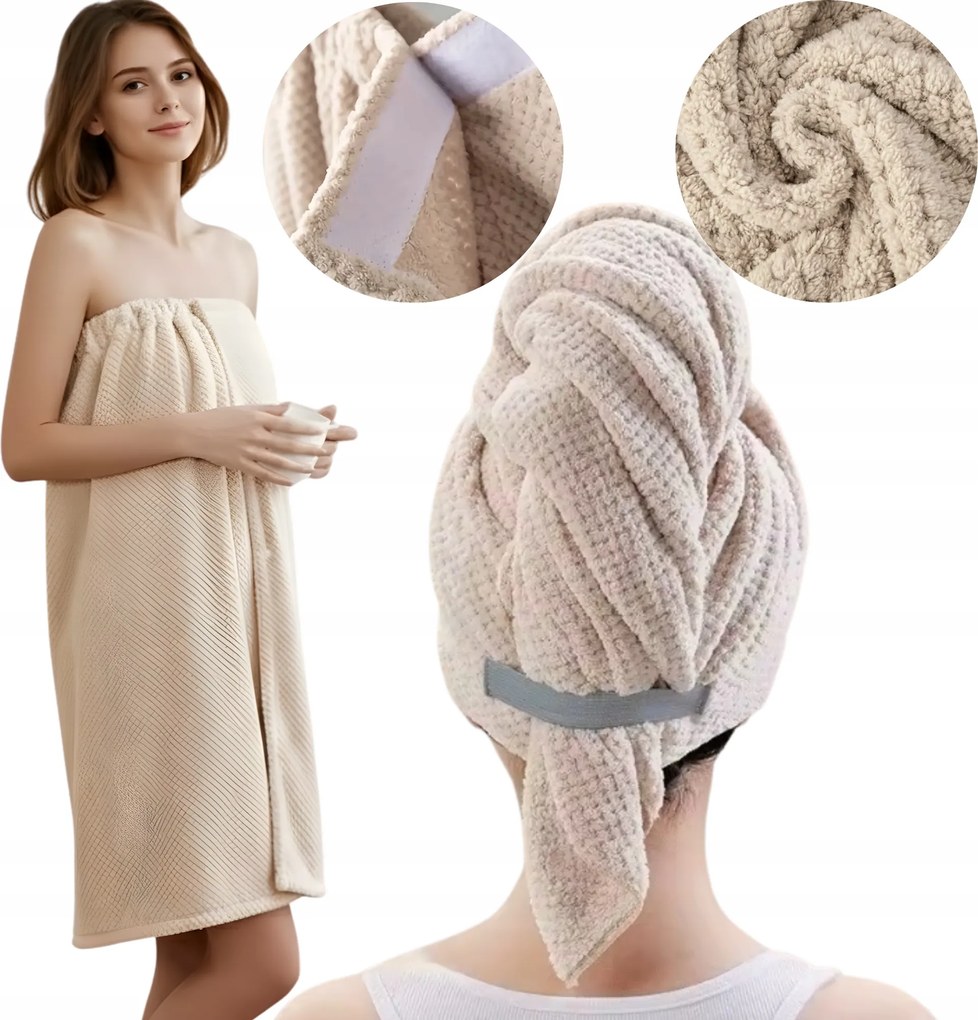 Mikroszálas Fürdőlepedő Szett 140x85 CM Hajturbán 60x100 CM