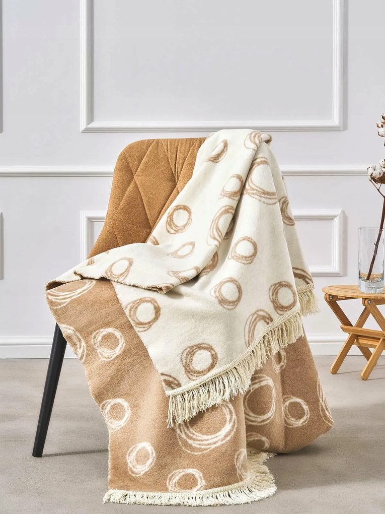 Pamut takaró akril 150x200 Szappanbuborék bézs krémszínű pléd Sg