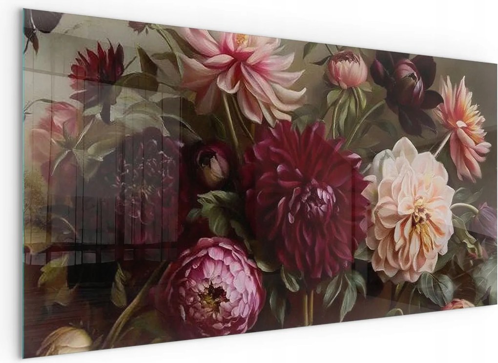 Elegáns edzett üveg kályha alátét Virágos csokor részletgazdag