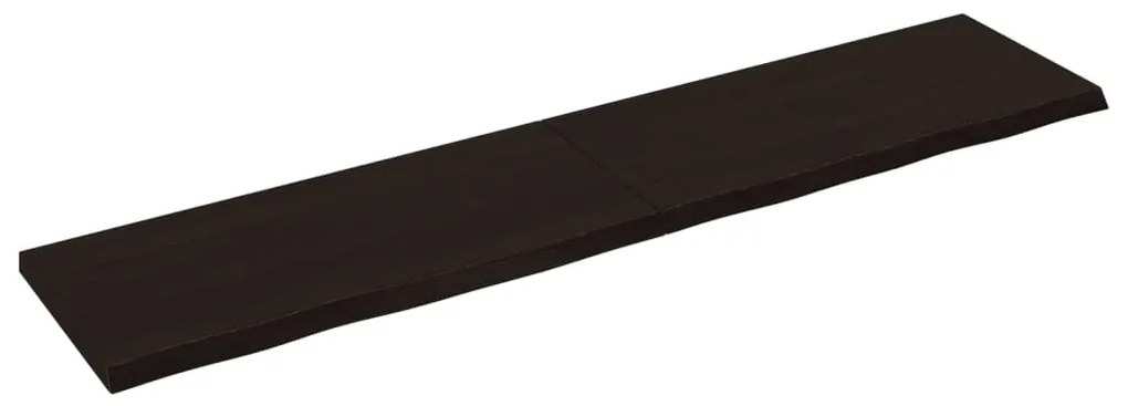 sötétbarna kezelt tömör tölgyfa fali polc 180 x 40 x (2-4) cm