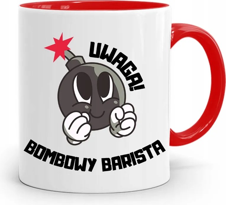 Barista Kávézó Bögre Piros, fényképes nyomattal