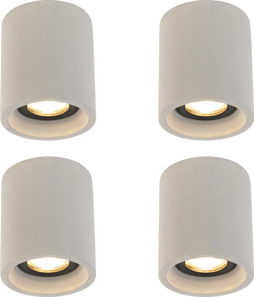 4 darabos rusztikus mennyezeti spotlámpa szett beton kerek - Deep