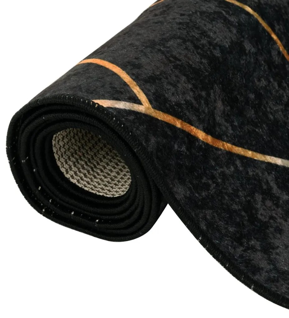 fekete-arany mosható csúszásgátló szőnyeg 80 x 300 cm