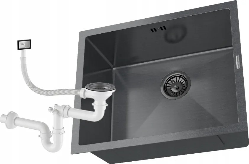 Pult Alatti Mosogató Acél Egyrekeszes Fekete Konyhai Fém BARI54