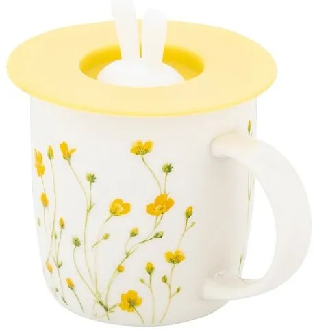 Altom Marigolds porcelán bögre szilikon fedéllel,360 ml