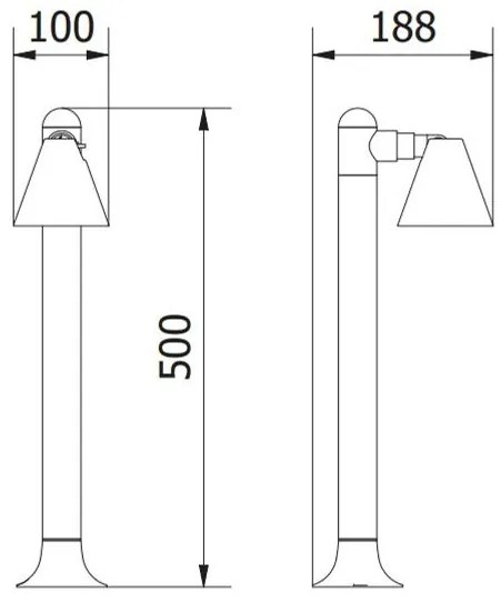 Lámpa Kerti lámpatest LUSTINO-D, GU10, max.20W, IP44, AC220-240V, 50-60Hz,rúd 500 mm,grafit