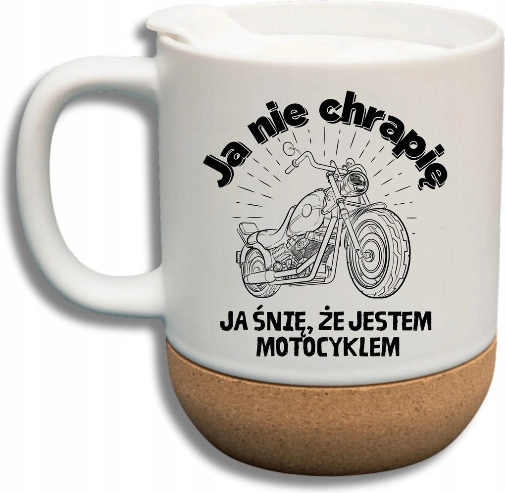 Fehér Bögre Fedéllel És Parafa Aljjal Ajándék Nem Horkolok