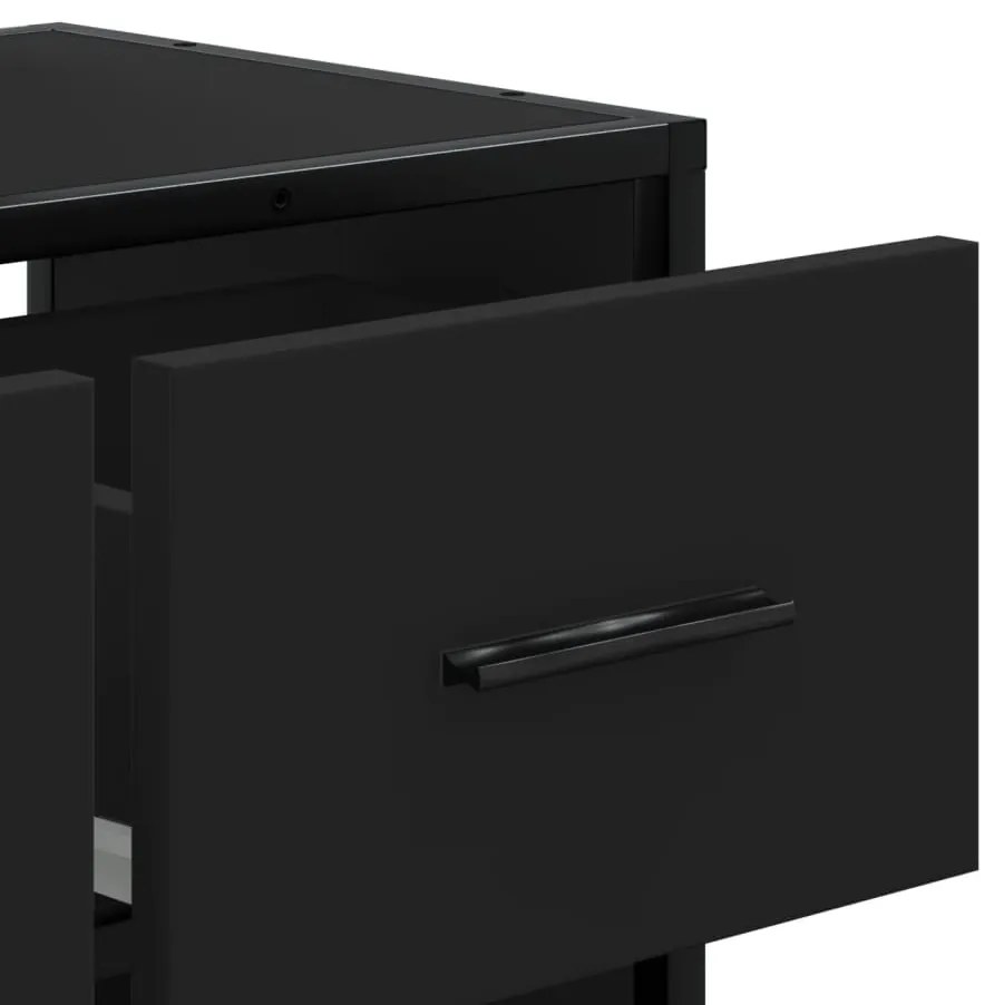 fekete szerelt fa és fém TV-szekrény 60 x 31 x 39,5 cm