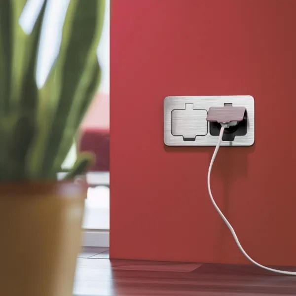 Brilagi - Kültéri beépített padló dupla aljzat IP55 matt króm négyszögletes