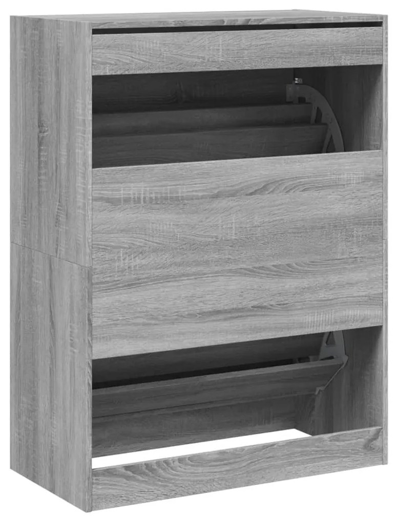 szürke sonoma cipőszekrény 2 kihajtható fiókkal 80x42x108 cm