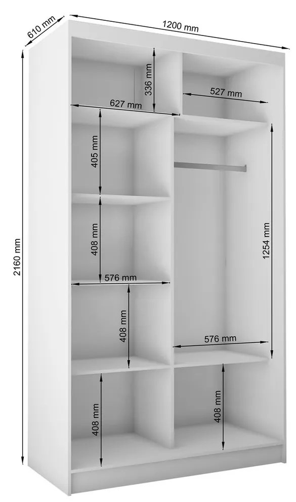 Finezja Gardróbszekrény (120 cm) Fehér - fekete