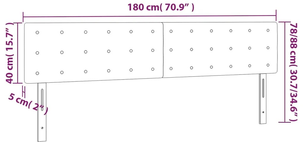 sötétzöld bársony LED-es fejtámla 180x5x78/88 cm