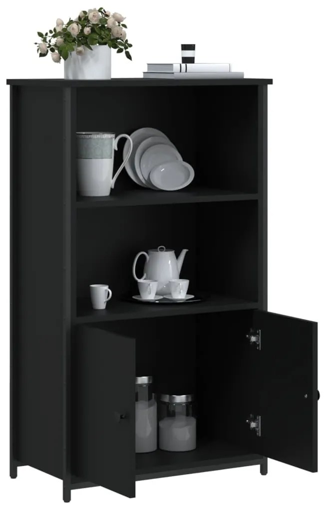 fekete szerelt fa magasszekrény 62 x 32 x 103,5 cm
