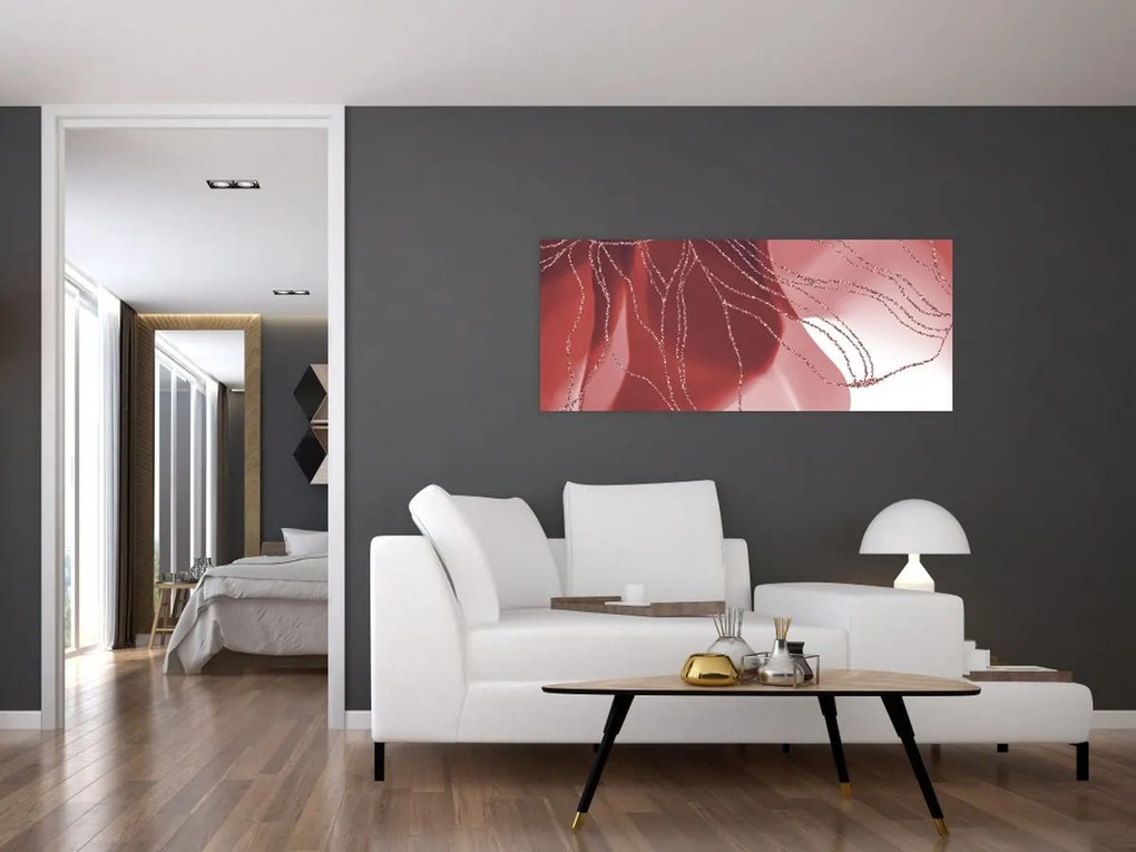 Kép - Piros absztrakt virág N⁰1 (120x50 cm)