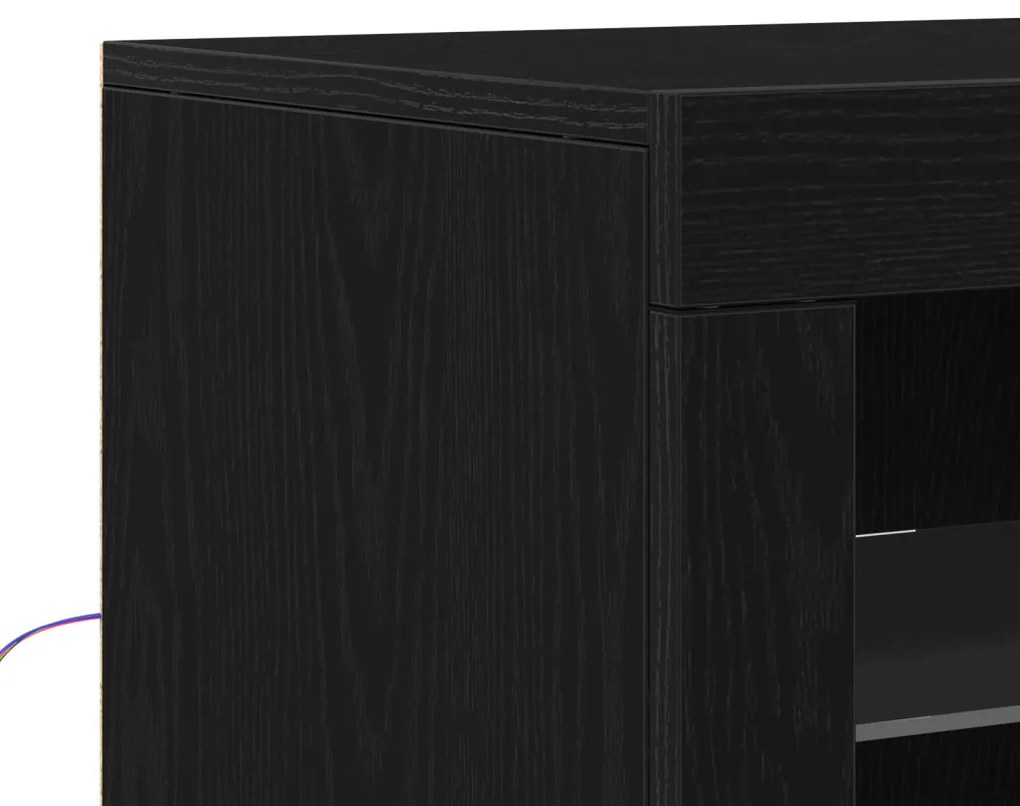 LED világítással ellátott fekete tölgy komód 41x37x67 cm