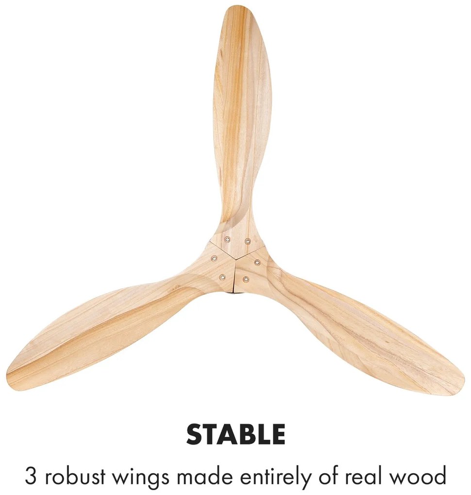 Klarstein Santa Elena mennyezeti ventilátor 52" 9 060 m³/h 3 valódi fából készült lapát