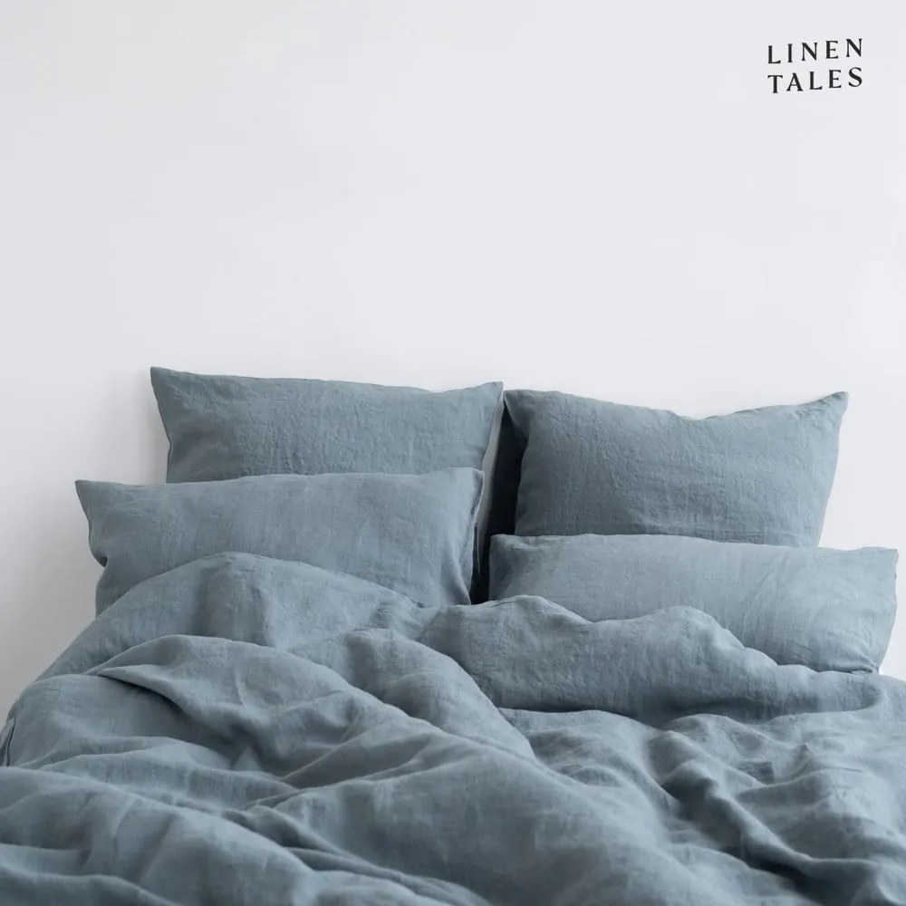 Világoskék kétszemélyes-hosszabbított len ágyneműhuzat 200x220 cm – Linen Tales