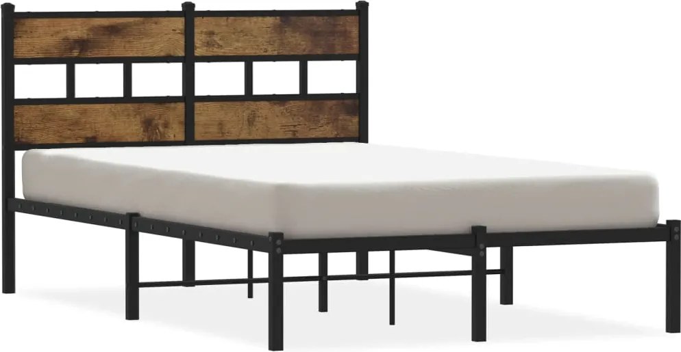 vidaXL füstös tölgy színű fém ágykeret matrac nélkül 120 x 200 cm