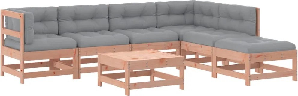 vidaXL 7 részes tömör duglászfenyő kerti társalgószett párnákkal