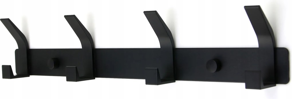 Metik 4 kampós fali akasztó – matt fekete, loft stílus, alumínium