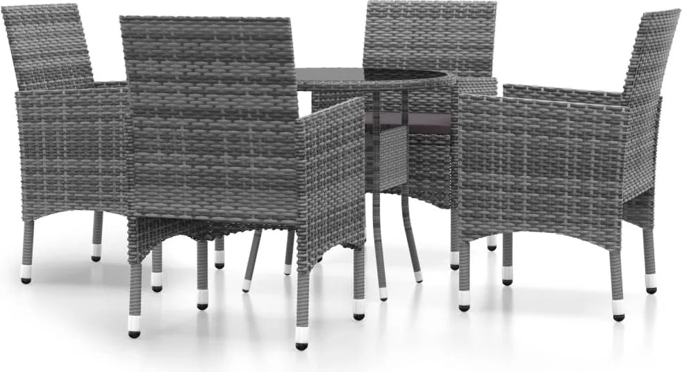 vidaXL 5 részes szürke polyrattan kerti étkezőgarnitúra