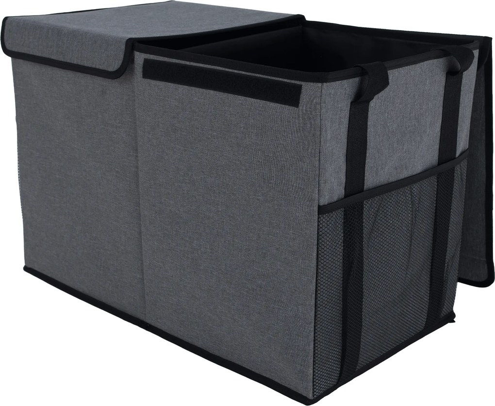 Összecsukható tároló doboz, szürke/fekete, DETER