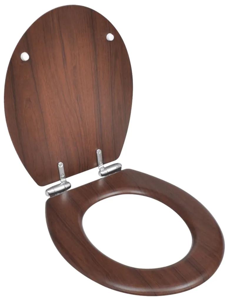 vidaXL lassan csukódó egyszerű tervezésű barna MDF WC-ülőke