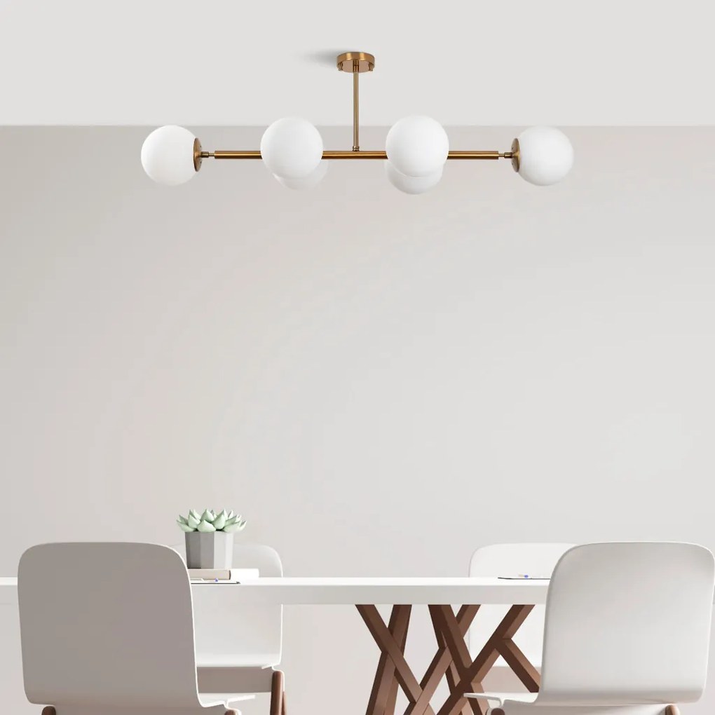 Fazli 10501 vintage fém és üveg függőlámpa, 110 x 40 cm, 6 izzós