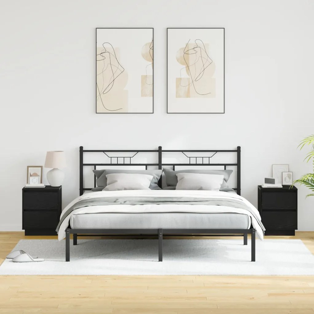 Éjjeli Szekrények LED Világítással 2 db Fekete 39x34.5x50 cm