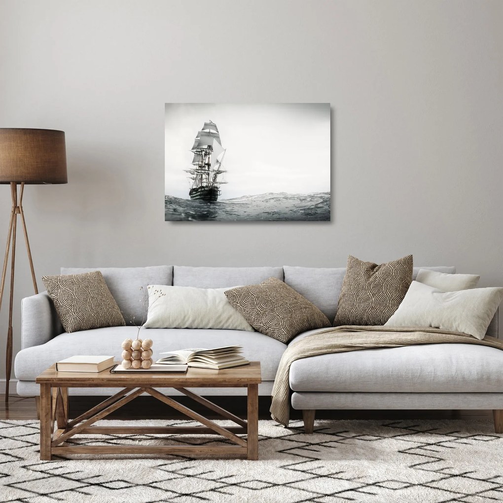 Üveg kép - Egy hajó az óceánon (70x50 cm)